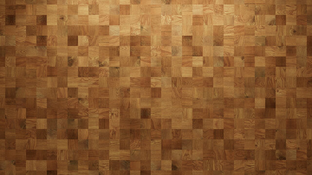 Wood Texture background. Parquet Wallpaper with a Light and Dark Timber Square tile pattern.