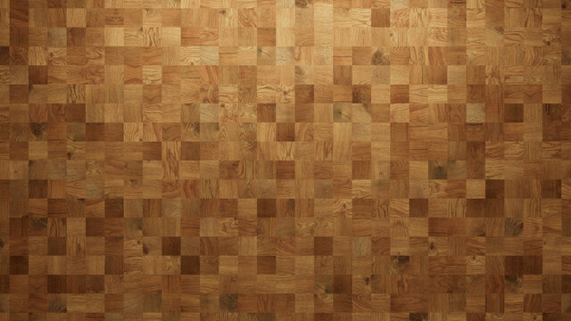 Wood Texture background. Parquet Wallpaper with a Light and Dark Timber Square tile pattern.