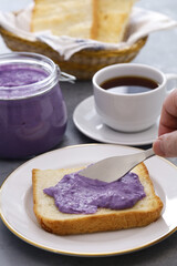  ube halaya( purple yam jam) toast, Philippine food