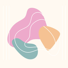 Modern abstract shapes cards. Creative minimalist hand painted illustrations for wall decoration, postcard, brochure cover design, ad, invitation, presentation, promotion, web, social media, header.