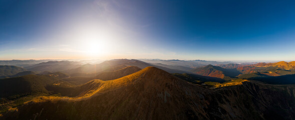 Aerial View of Mountain Hills, Carpathian Mountains Landscape.
