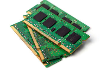 computer Memory ram module with SMD slides in macro.	
