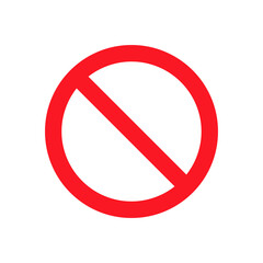 No symbol icon. Prohibition red stop sign. No entry vector. Isolated on white. 