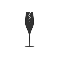 Broken cup glass icon. Drink champagne silhouette symbol. Vector isolated on white