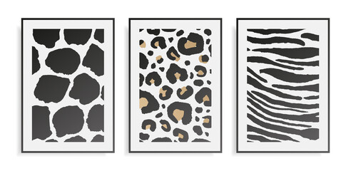 Abstract vector fashion elegant modern art wild skin animals leopard, zebra,cow pattern background with stylish frame for text logo.Design template banner,flyer,cover social media,poster,fabric print