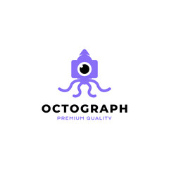 Octopus lens logo vector icon illustration simple style