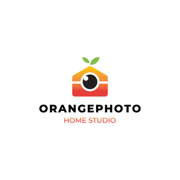 Orange Lens logo vector icon illustration simple modern unique style