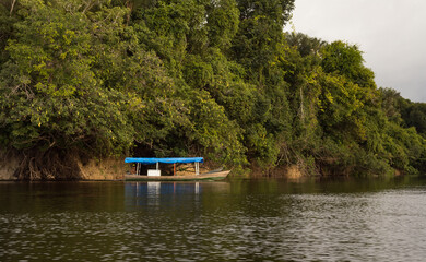 Fototapeta na wymiar boat on the amazon river