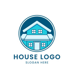 circle house logo in blue