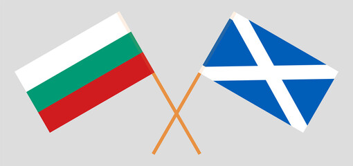 Crossed flags of Bulgaria and Scotland