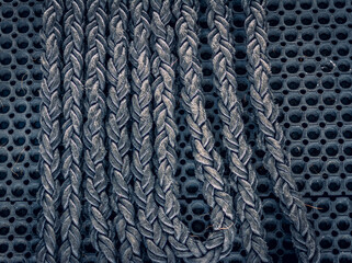 Detail rope ship grey on deck Background