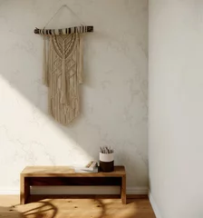 Fotobehang Boho Modern living room interior in boho style. 3d rendering  © Ivan