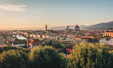 Fototapeta na wymiar Florence Panoramic View from the top of Duomo.