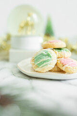 Pastel Pink and Blue Thumbprint Cookies