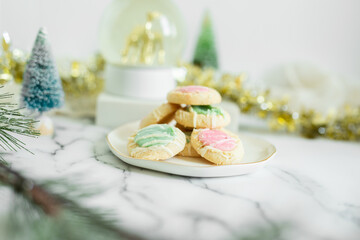 Pastel Pink and Blue Thumbprint Cookies