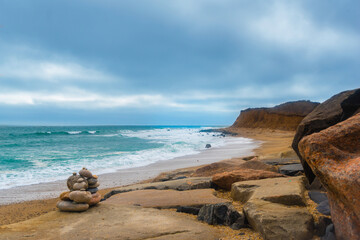 beach and rocks of Montauk, New York 