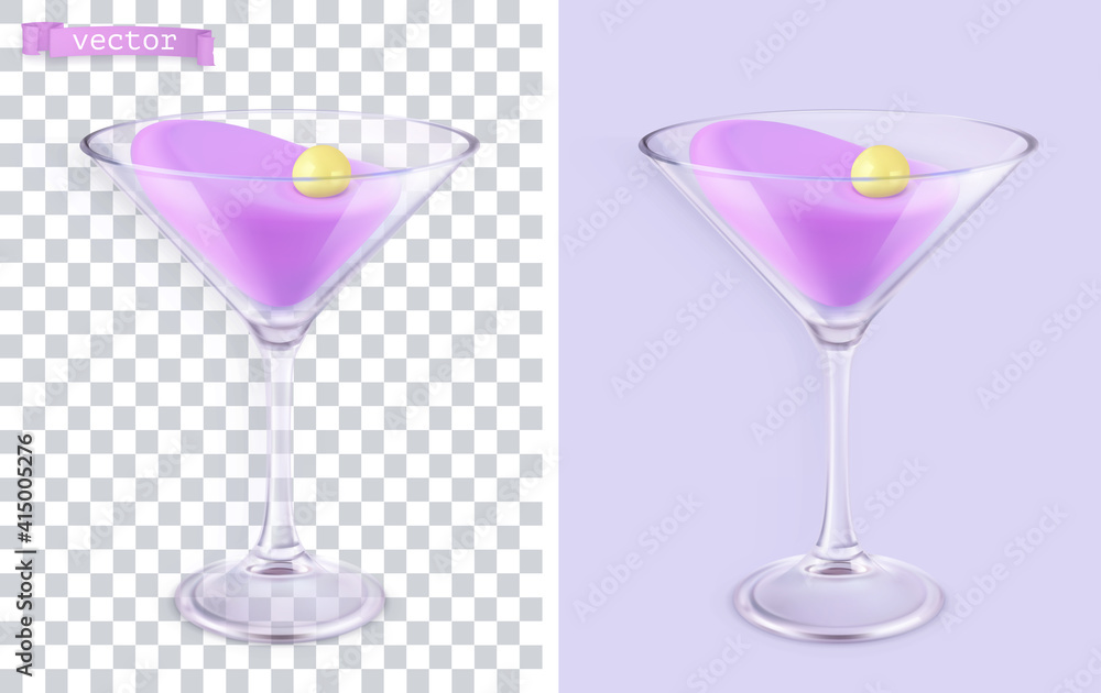 Wall mural cocktail in a transparent glass 3d vector object