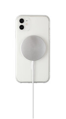 wireless magnetic charger for your phone. white background