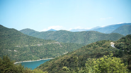 Fototapeta na wymiar Beautifull mountain lake in Georgia 