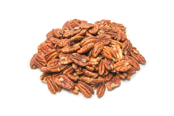 Pecan-nut isolated on white background. Top view.