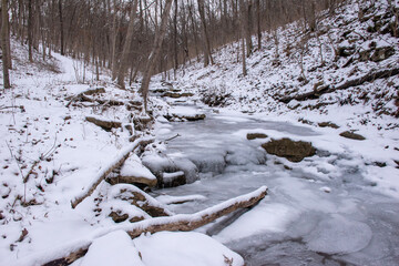 Frozen creek in winter