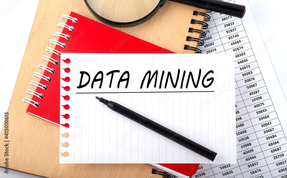 Aufkleber word writing text data mining . business concept on the table chart.