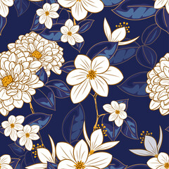 Luxury Floral seamless pattern of white flowers 