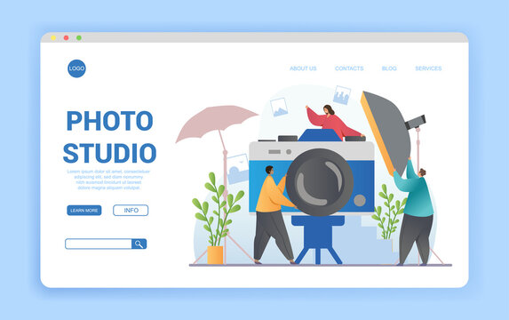 Photo studio abstract concept. Flat cartoon vector illustration. Website, webpage, landing page template