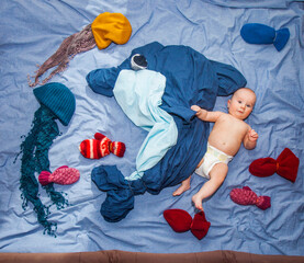 Baby boy in underwater world