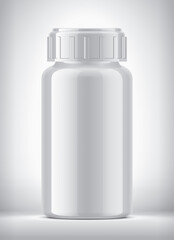 Pharmaceutical bottle on background. 