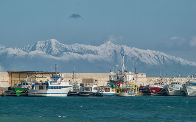 port of Otranto with the mountains of Albania