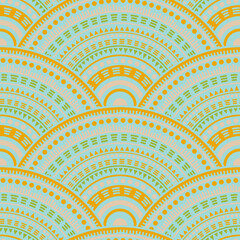 Ethnic circle shapes seamless geometric pattern. © SunwArt