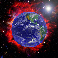 View of the planet earth from space. Gas, nebula, stars. The elements of this image furnished by NASA.