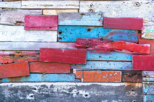 Old Multi Colored Wood Panel Background