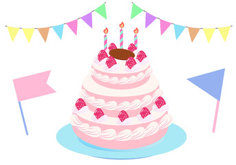 豪華なバースデーケーキイラスト