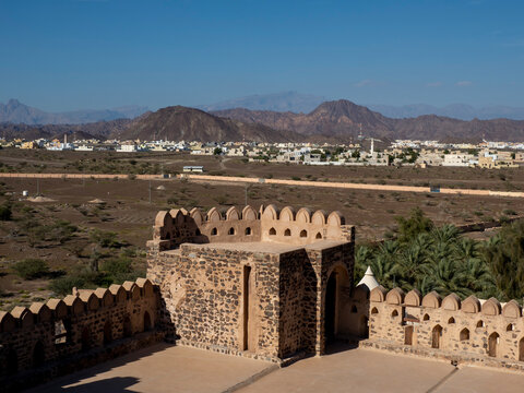 Exterior view of the Castle of Jabreen, a 17th century fortress near Bahla, Sultanate of Oman