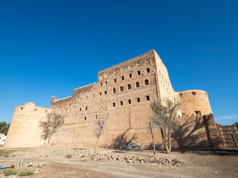 Exterior view of the Castle of Jabreen, a 17th century fortress near Bahla, Sultanate of Oman