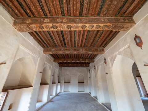 Interior view of the Castle of Jabreen, a 17th century fortress near Bahla, Sultanate of Oman