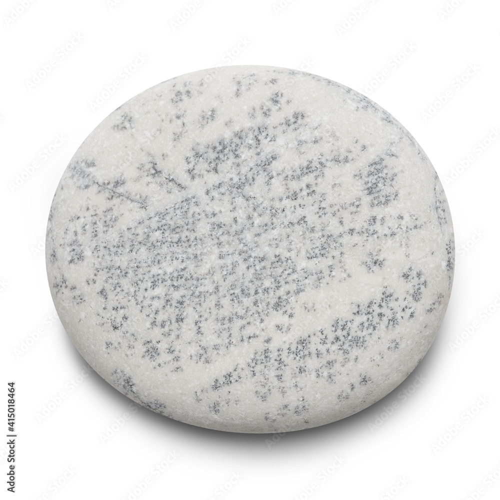 Poster pebble. smooth gray sea stone isolated on white background with shadows, clipping path for isolation