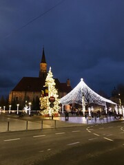 Naklejka premium church and Christmas lights