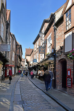 The Shambles, the ancient street of the butchers of York, mentioned in the Doomsday Book of William the Conqueror, York, Yorkshire