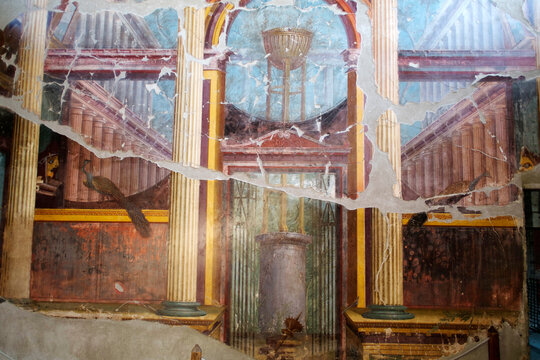The peacock room in Emperor Nero's wife's villa Poppea Sabina (Villa Oplontis), Oplontis, Torre Annunziata, Campania