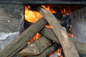 fire in the fireplace