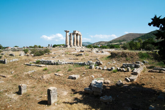 The Temple of Apollo in ancient Corinth, Greece