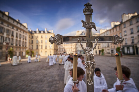 Entry procession, Deacon Ordinations in St. Louis Cathedral, Versailles, Yvelines, France