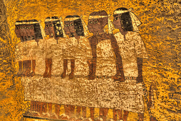 Mural of Mourners, Tomb of Tutankhamun, KV62, Valley of the Kings, Luxor, Thebes, Egypt