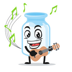 vector illustration of milk mascot playing guitar