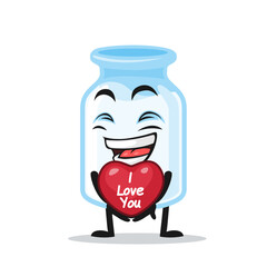 vector illustration of milk mascot give love symbol and says i love you
