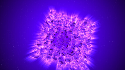 3D neon glow honeycomb object