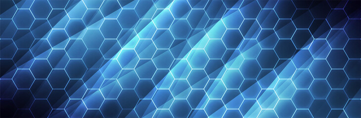 Obraz na płótnie Canvas Hexagon background. Blue technology pattern. Futuristic backdrop. Hex vector illustration 